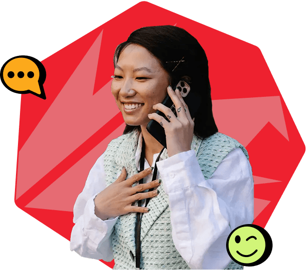 Victoria on a phone call, founder of Adventure English